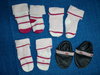 Lederschläppchen und 3 Paar Socken,frottiert,Gr.6-12M
